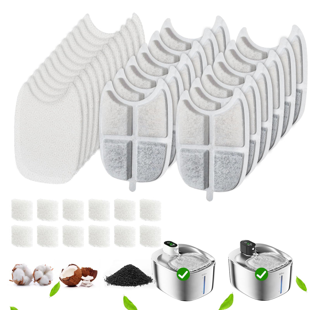 12er-Pack Filter, Ersatzfilter für FS10 Plus, 6-lagiger Filter (Weiss, 12 Filters + 12 Schwämme & 12