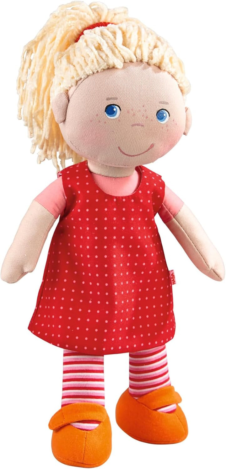 HABA 302108 - Puppe Annelie, Stoffpuppe mit Kleidung und Haaren, 30 cm, Spielzeug ab 18 Monaten Sing
