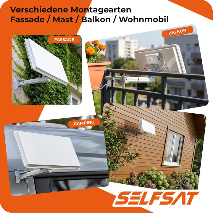 Selfsat H30 D2 Twin Flachantenne für 2 Teilnehmer weiss Double Single, Double Single