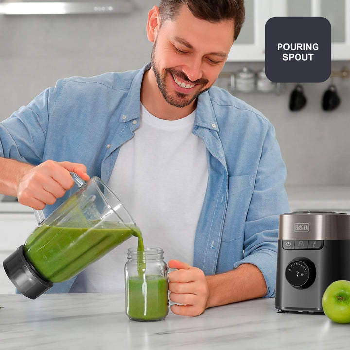 Black+Decker - Standmixer BXJB1201E 2200W | 2,2L Glasbehälter | 8 Geschwindigkeiten | 6 Edelstahlkli