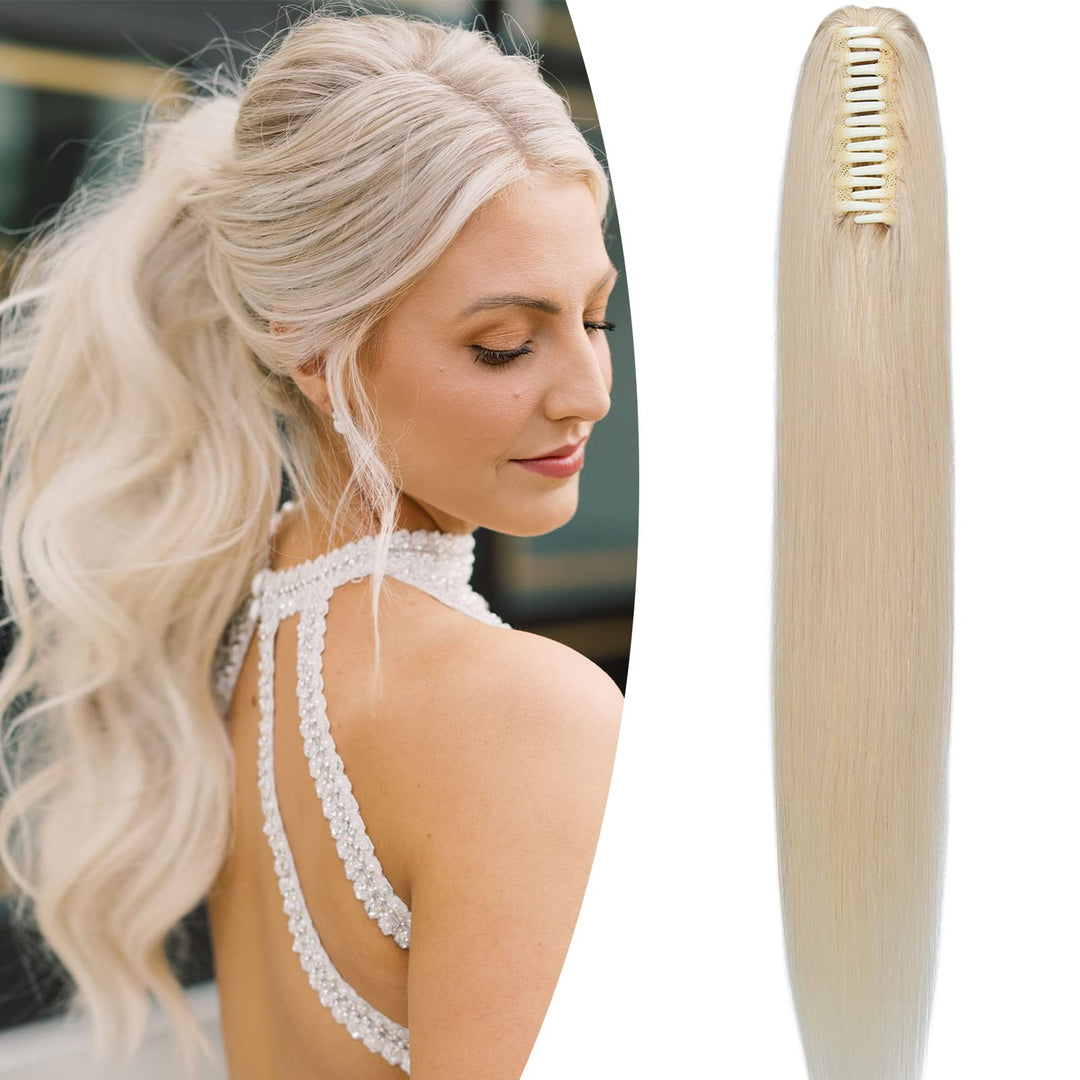 SEGO Ponytail Haarteil Echthaar Zopf Extension mit Klammer Clip in Pferdeschwanz Haarverlängerung 10