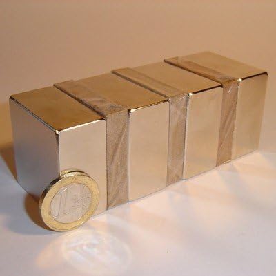 magnet-shop Quadermagnet 40,0 x 40,0 x 20,0 mm N40 Nickel - hält 60 kg, Neodym Supermagnet Powermagn