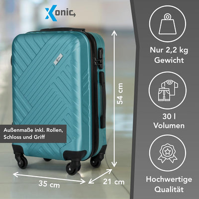 Xonic Design Boardcase Reisekoffer - Hartschalen-Koffer mit 360° Leichtlauf-Rollen - hochwertiger Ka