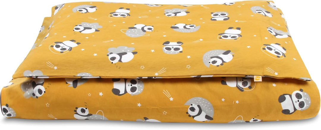 schlummersack Kinder Bettwäsche Set 100x135 Panda aus 100% Baumwolle, Wendbar, mit Reissverschluss,