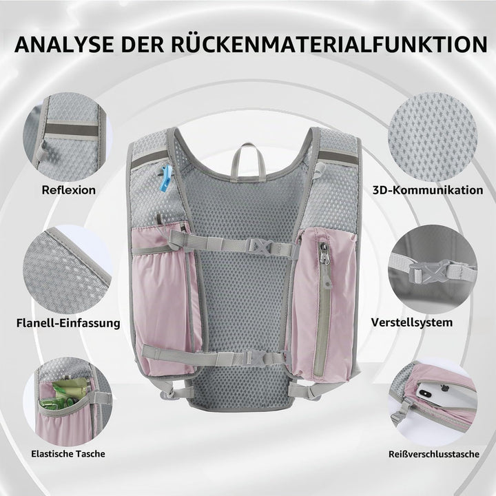 DNFUN Laufweste Damen Herren,verstellbare Trinkweste mit 1.5L Trinkflasche,5L Running Vest Trinkruck