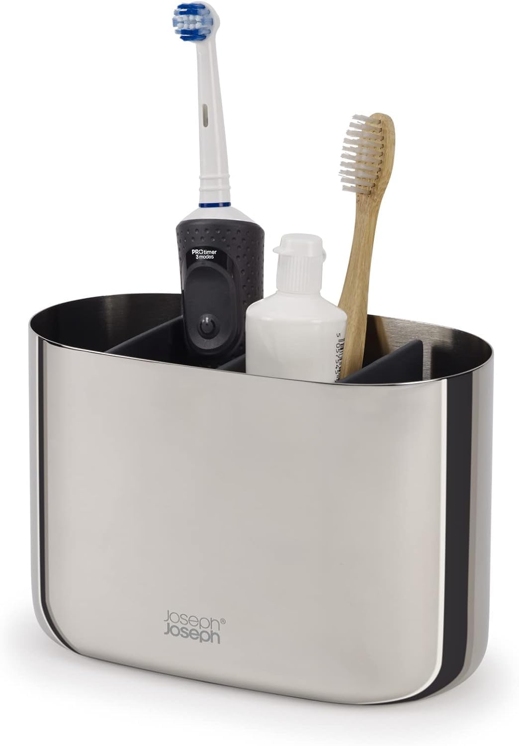 Joseph Joseph EasyStore - Luxus Edelstahl Zahnbürstenhalter Caddy Badezimmer Lagerung, gross- Stahl