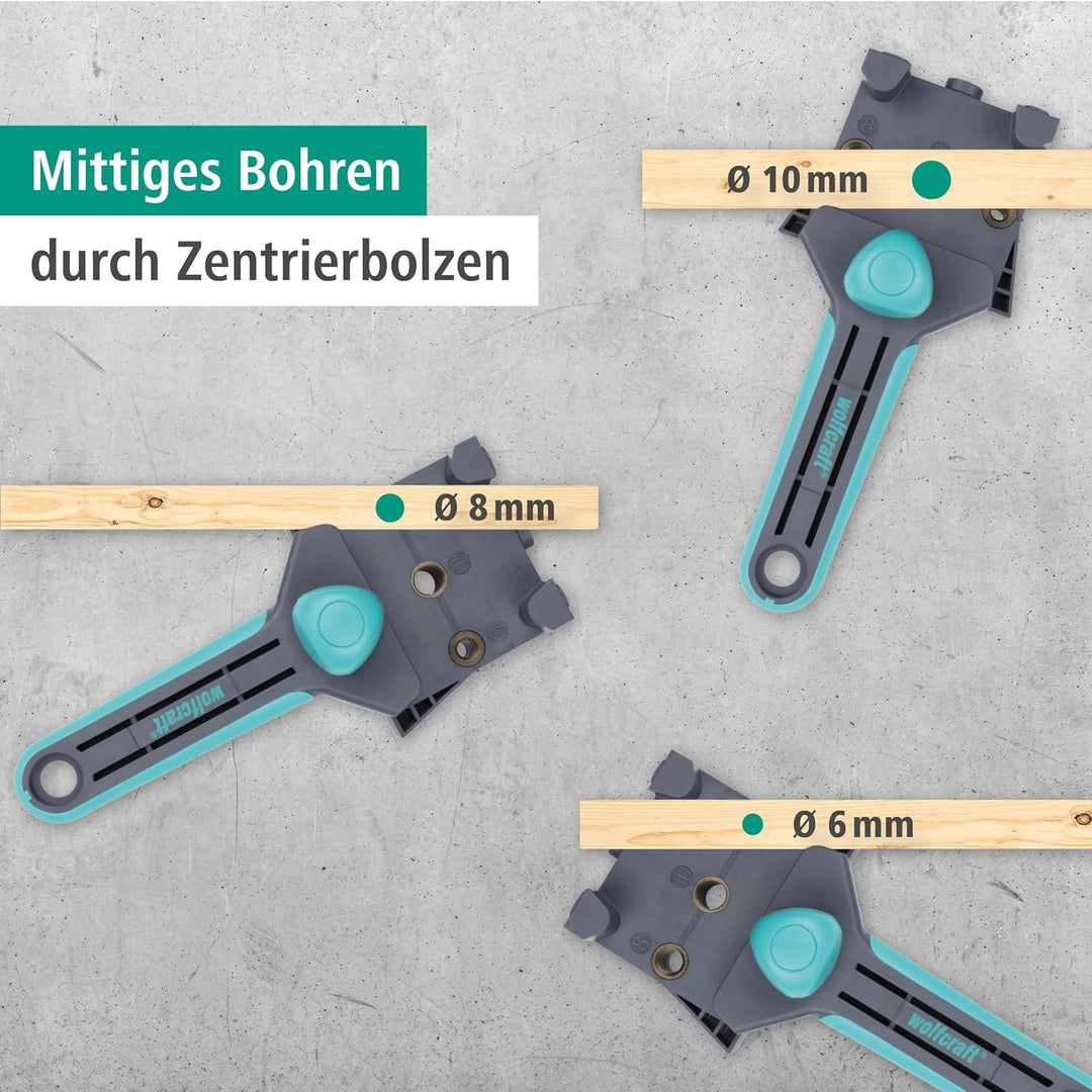 wolfcraft Meisterdübler Universal-Dübelhilfe 4640000 / Praktische Dübelhilfe für saubere Eck-, T- un