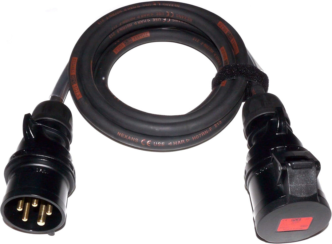 CEE Starkstromkabel (1,5m-50m) 16A Verlängerungskabel Titanex H07RN-F 5x2,5mm² mit schwarzem PCE Sha