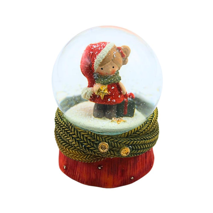 Dekohelden24 Schüttelkugel, Glaskugel Weihnachten, Weihnachtkugel, Schneekugel als Winterkind mit Pa