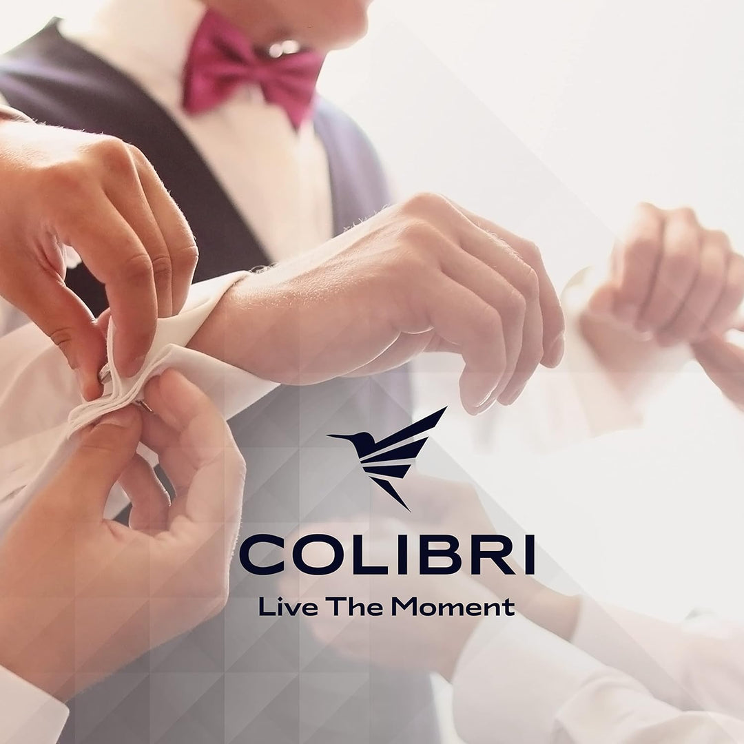 Colibri Maine Manschettenknöpfe für Herren – aus gebürstetem Stahl mit geradliniger Seitenverzierung