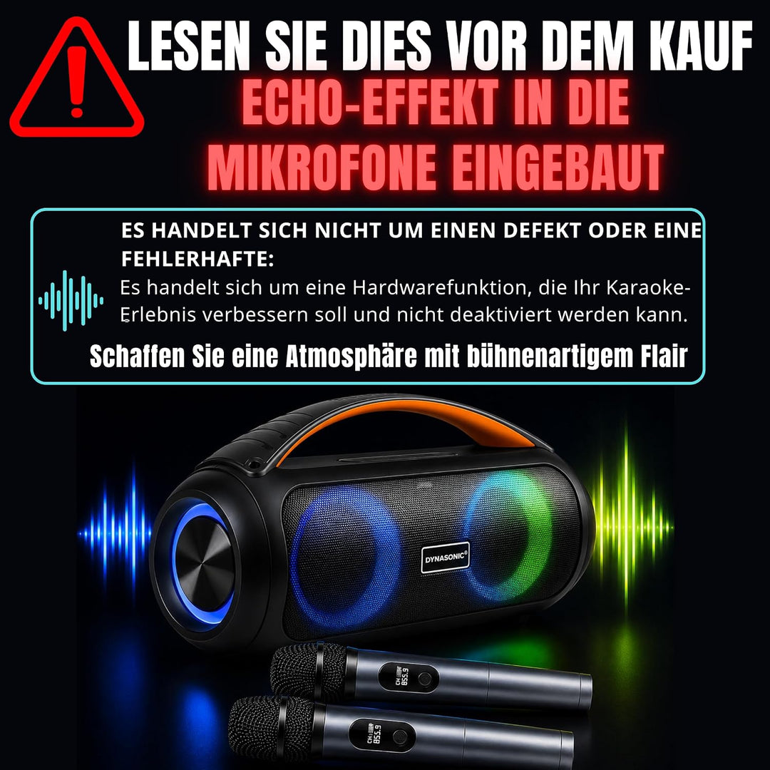 DYNASONIC D93 Tragbarer Bluetooth Lautsprecher IPX7. Kabelloser Outdoor-Lautsprecher. Stereoanlage.