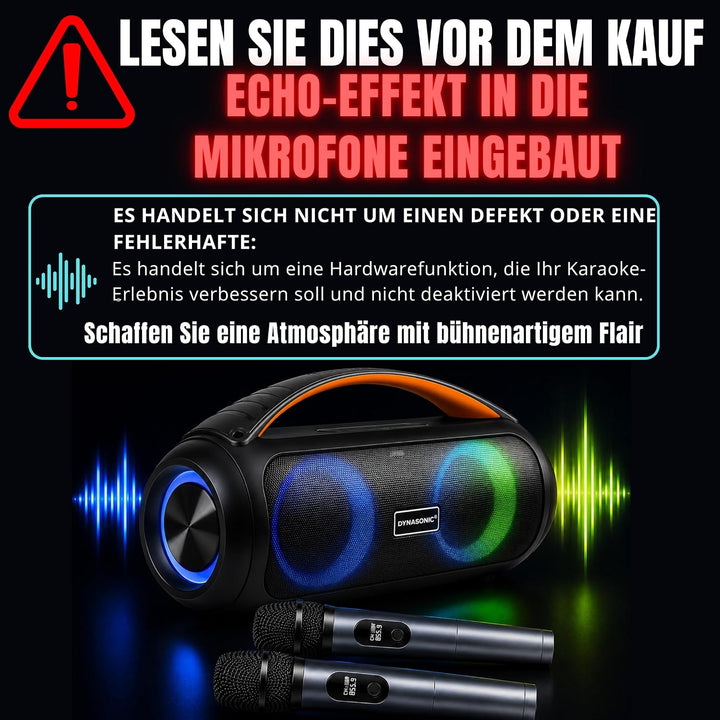 DYNASONIC D93 Tragbarer Bluetooth Lautsprecher IPX7. Kabelloser Outdoor-Lautsprecher. Stereoanlage.