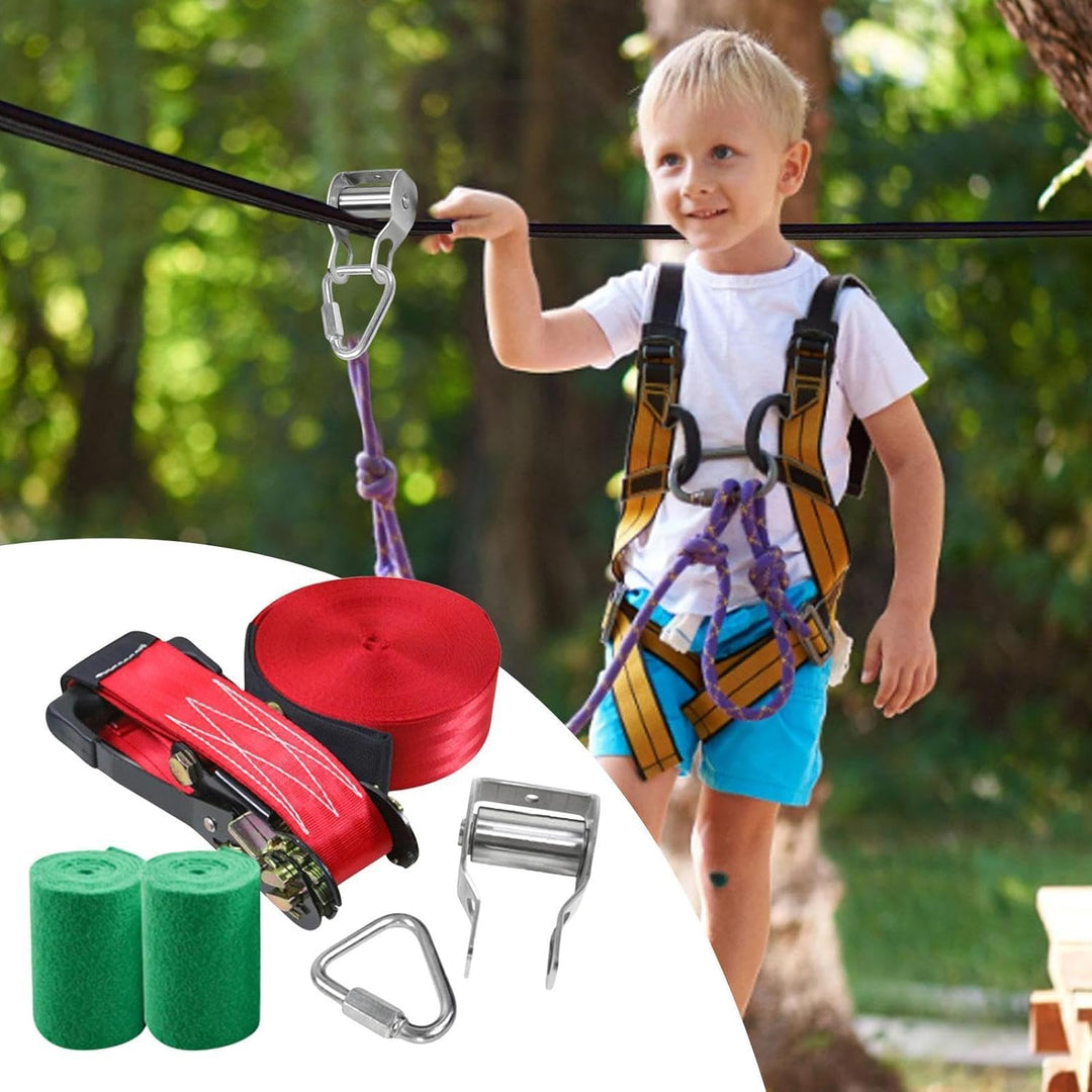 Seilrutsche für Kinder - Mit Rollen-Gleichgewichtsspielzeug | Kinder-Hindernisparcours-Spielset,für