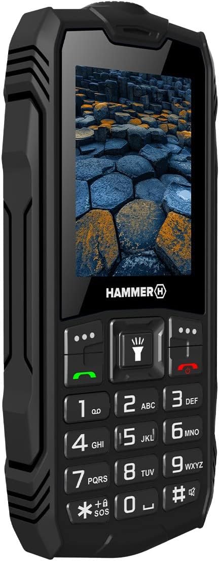 Hammer H Basalt Outdoor Handy ohne Vertrag, 2.4 Zoll Farbdisplay, Robust, Mega Batterie 1800 mAh, Wa