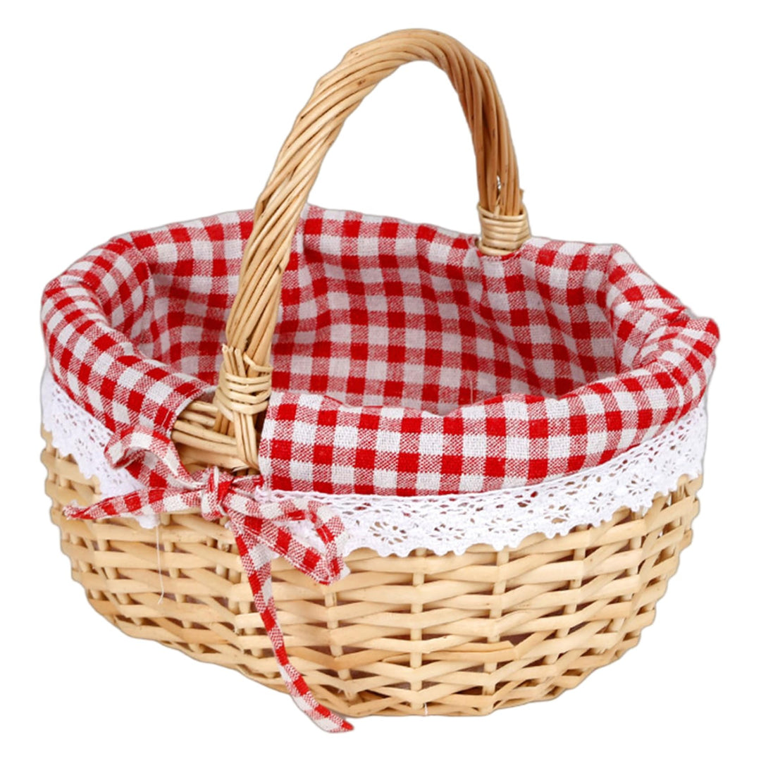 Weiden-Picknickkorb, Weidenkorb mit Griff, 10 x 8 x 5 handgefertigte gewebte Picknickkörbe, Starke B