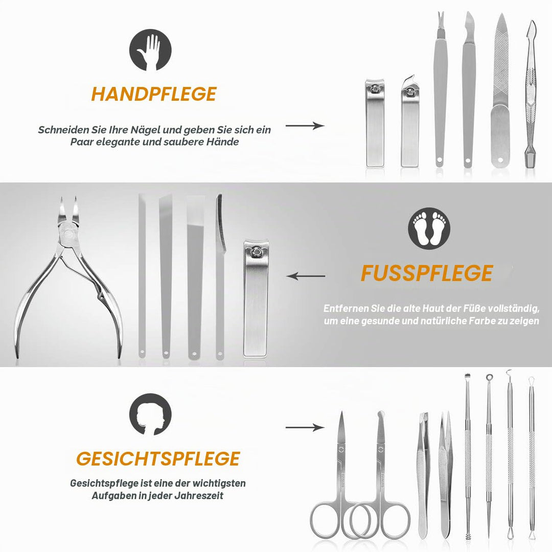 Maniküre-Set, CestMall 21 Stück Nagelknipser Pediküre-Kit Edelstahl Professionelle Maniküre-Kit für