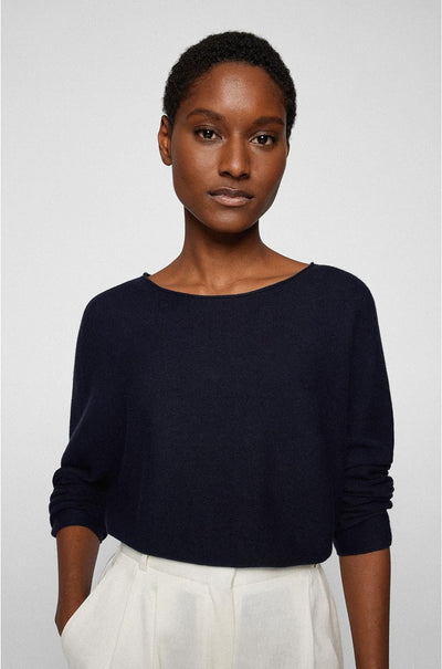 BOSS Damen C Falanda Nahtloser Strickpullover aus Baumwolle und Kaschmir Hellblau XL