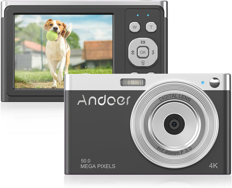 Andoer Digital Kamera, 50MP 1080P Fotokamera Autofokus 16× Digitalzoom IPS-Bildschirm Kompaktkamera