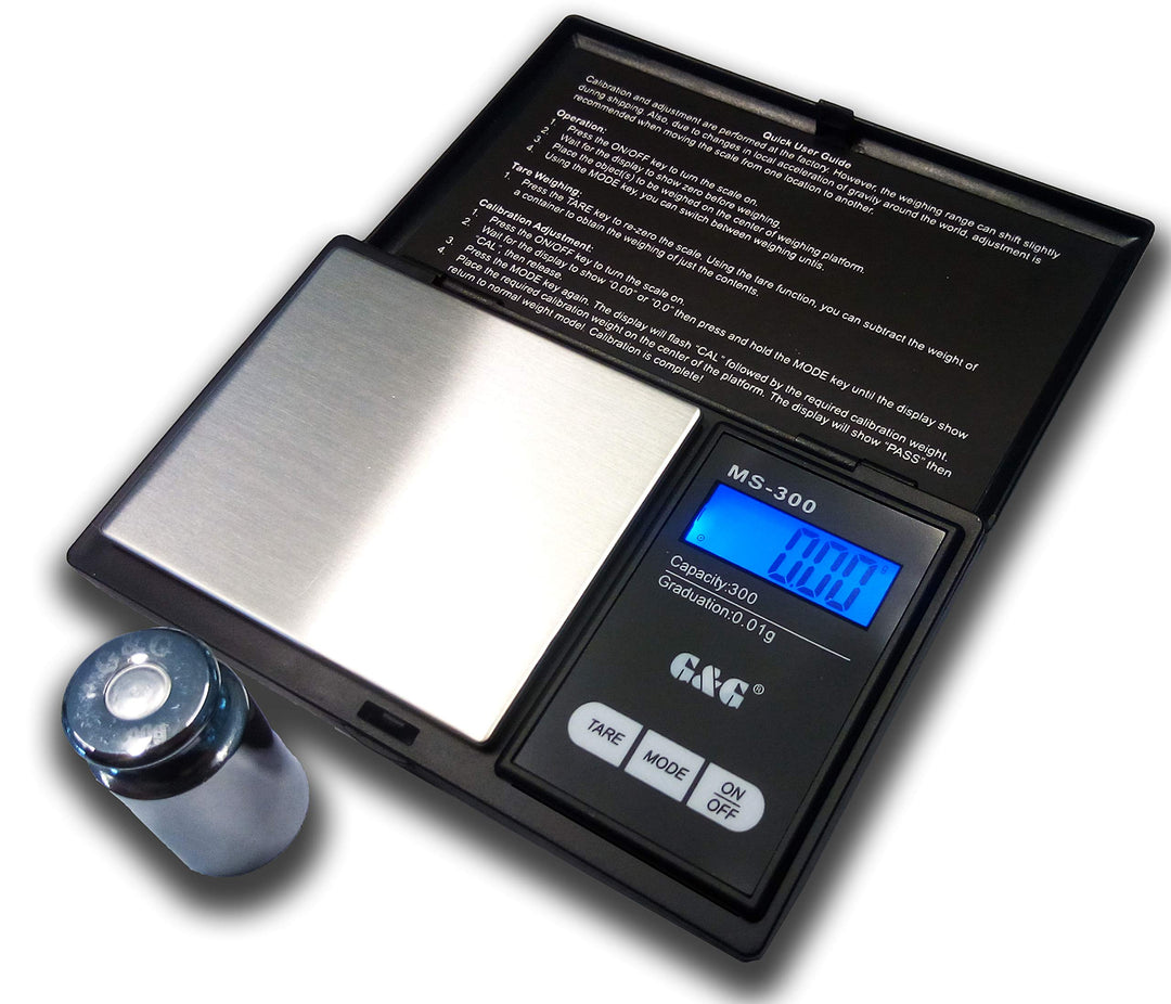 G&G MS Feinwaage Taschenwaage Digitalwaage Münzwaage Goldwaage Scale (100g/0.01+Kalibriergewicht, Sc