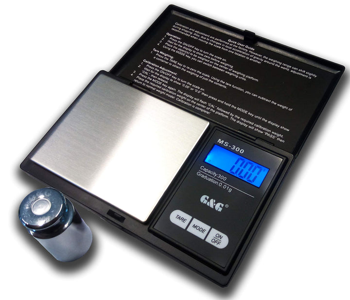 G&G MS Feinwaage Taschenwaage Digitalwaage Münzwaage Goldwaage Scale (100g/0.01+Kalibriergewicht, Sc
