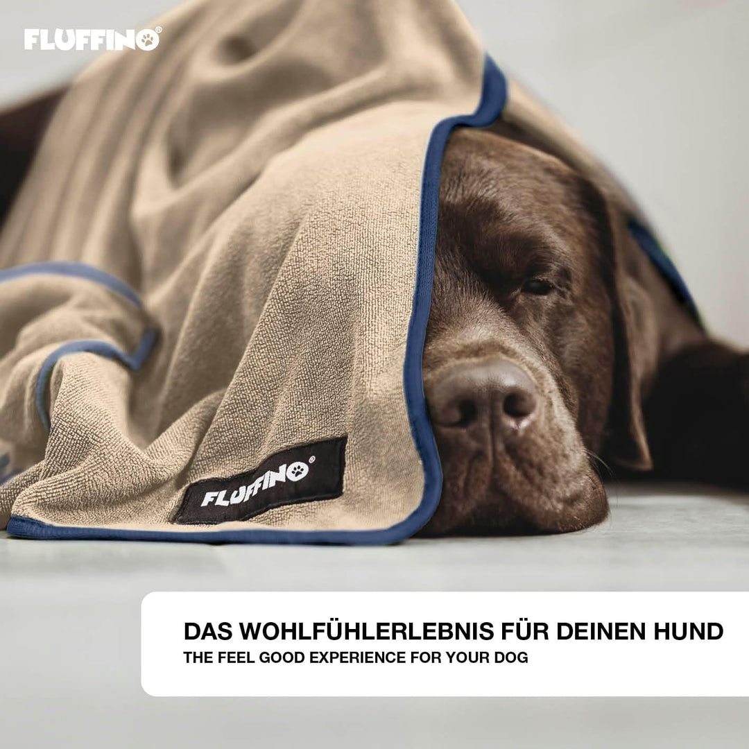 FLUFFINO® 2er Set Hundehandtuch 120 x 70 cm für mittelgrosse & grosse Hunde, extrem saugfähig & weic