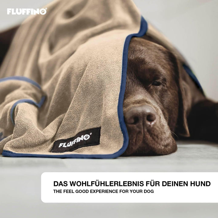 FLUFFINO® 2er Set Hundehandtuch 120 x 70 cm für mittelgrosse & grosse Hunde, extrem saugfähig & weic