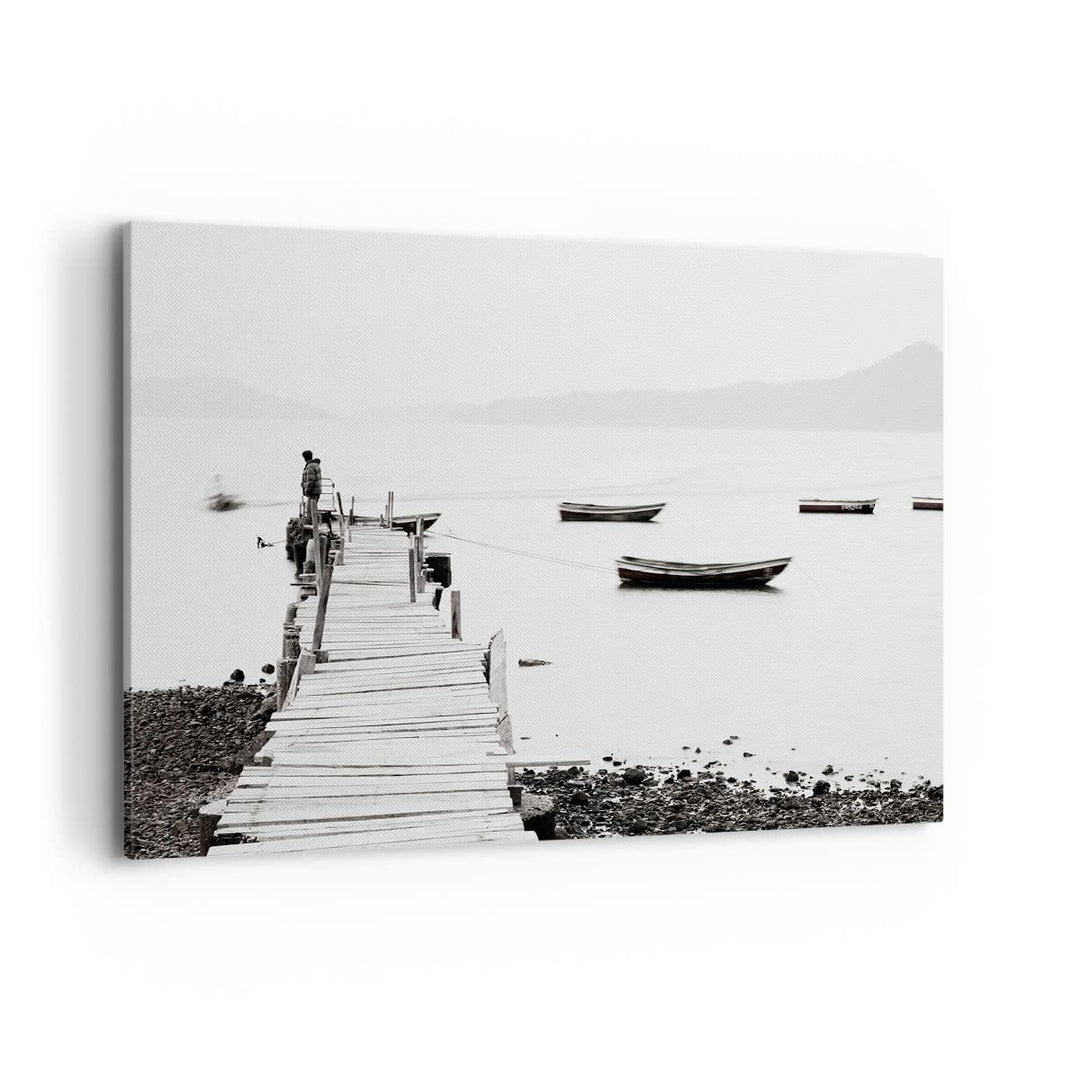 Bilder auf Leinwand 100x70cm Leinwandbild Fussgängerbrücke See hongkong Gross Wanddeko Bild Schlafzi