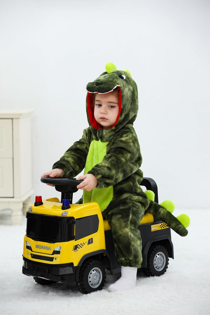 LOLANTA Baby Dinosaurier Drachen Kostüm mit Kapuze, Kinder Flanell Overall, Karneval Kostüm für Klei