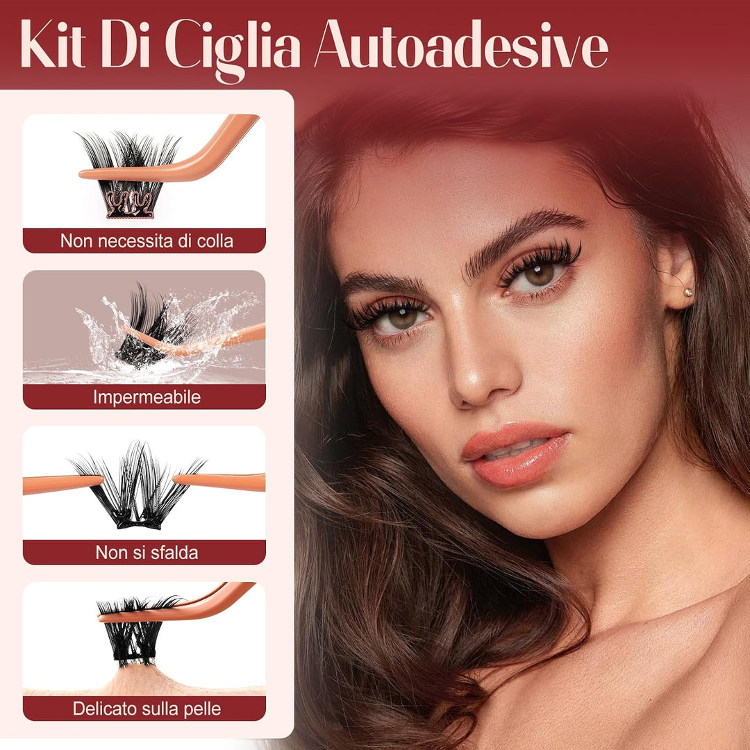 Higu Clace Selbstklebende Wimpern, D-Curl, Set mit vorgeklebten Wimpern Mix 10-16 mm, ohne Kleber un