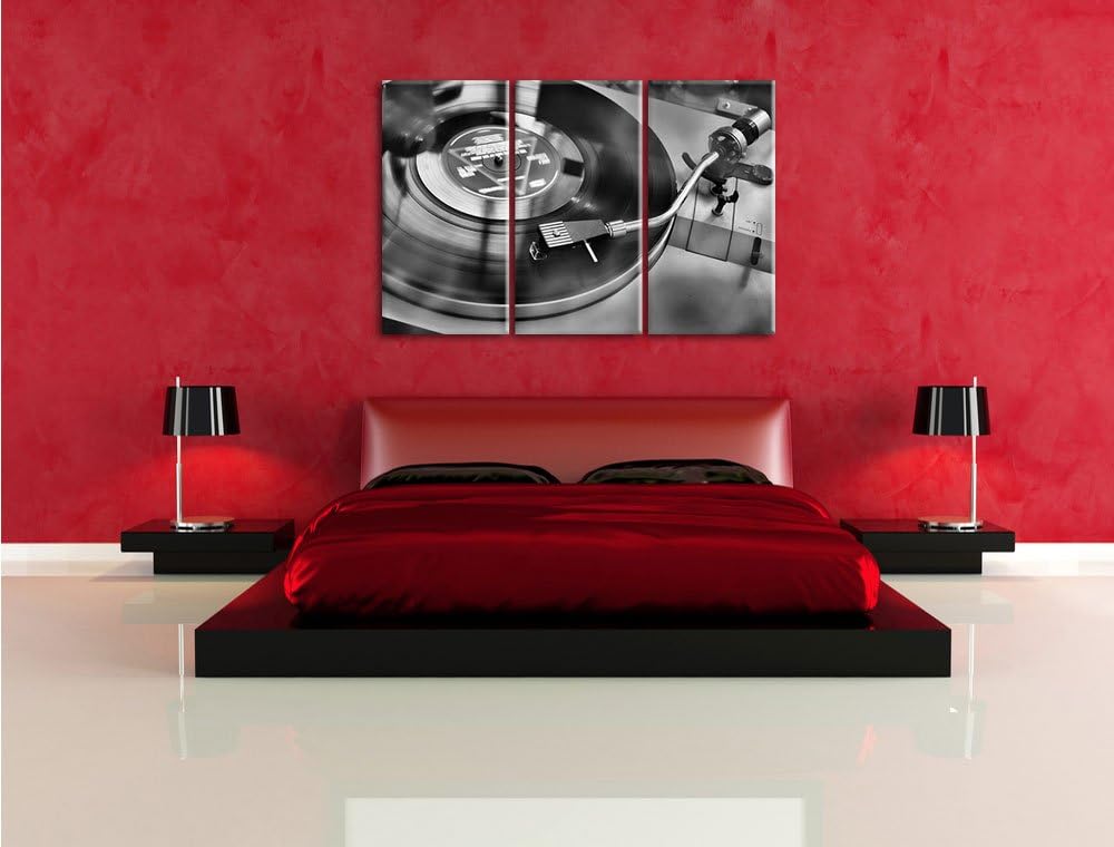 Pixxprint Schallplatte als Leinwandbild | Grösse: 3 Teilig (120x80) | Wandbild| Kunstdruck | fertig