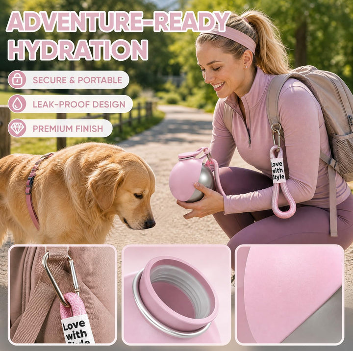 2 Stück Trinkflasche Hunde für Unterwegs,Auslaufsichere Reise Trinknapf,Hundetrinkflasche für Unterw