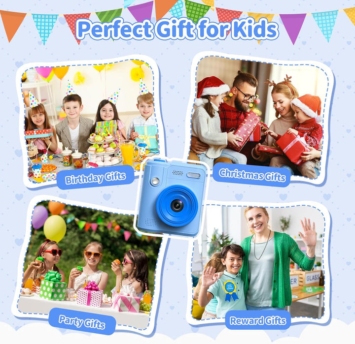 Gofunly Sofortbildkamera Kinder, 1080P HD Kinderkamera Sofortbildkamera mit 32GB Karte & DruckerPapi