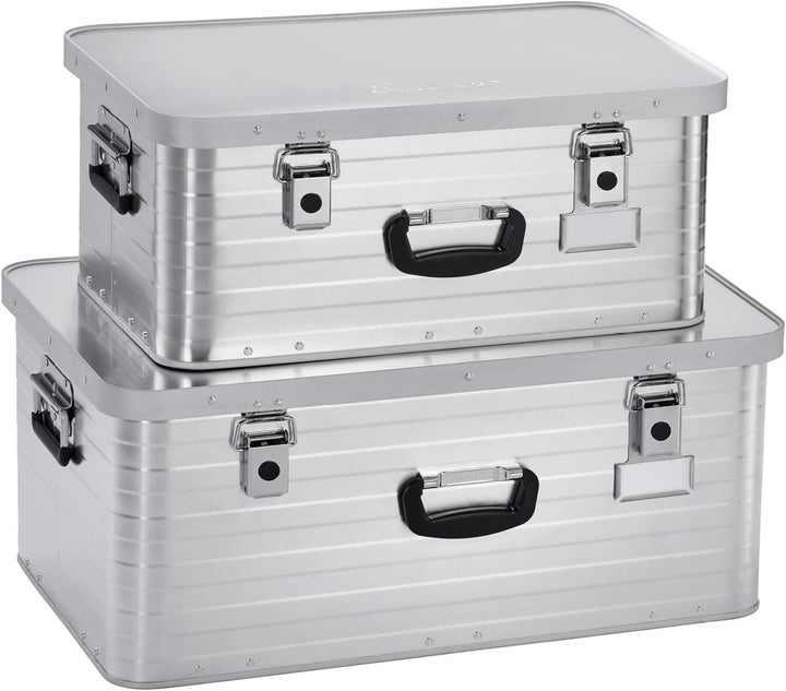 Enders Alubox 47 L + 80 L mit 2x Schloss Set - Aluminium Box 1 mm Wandstärke, spritzwasserdicht, sta