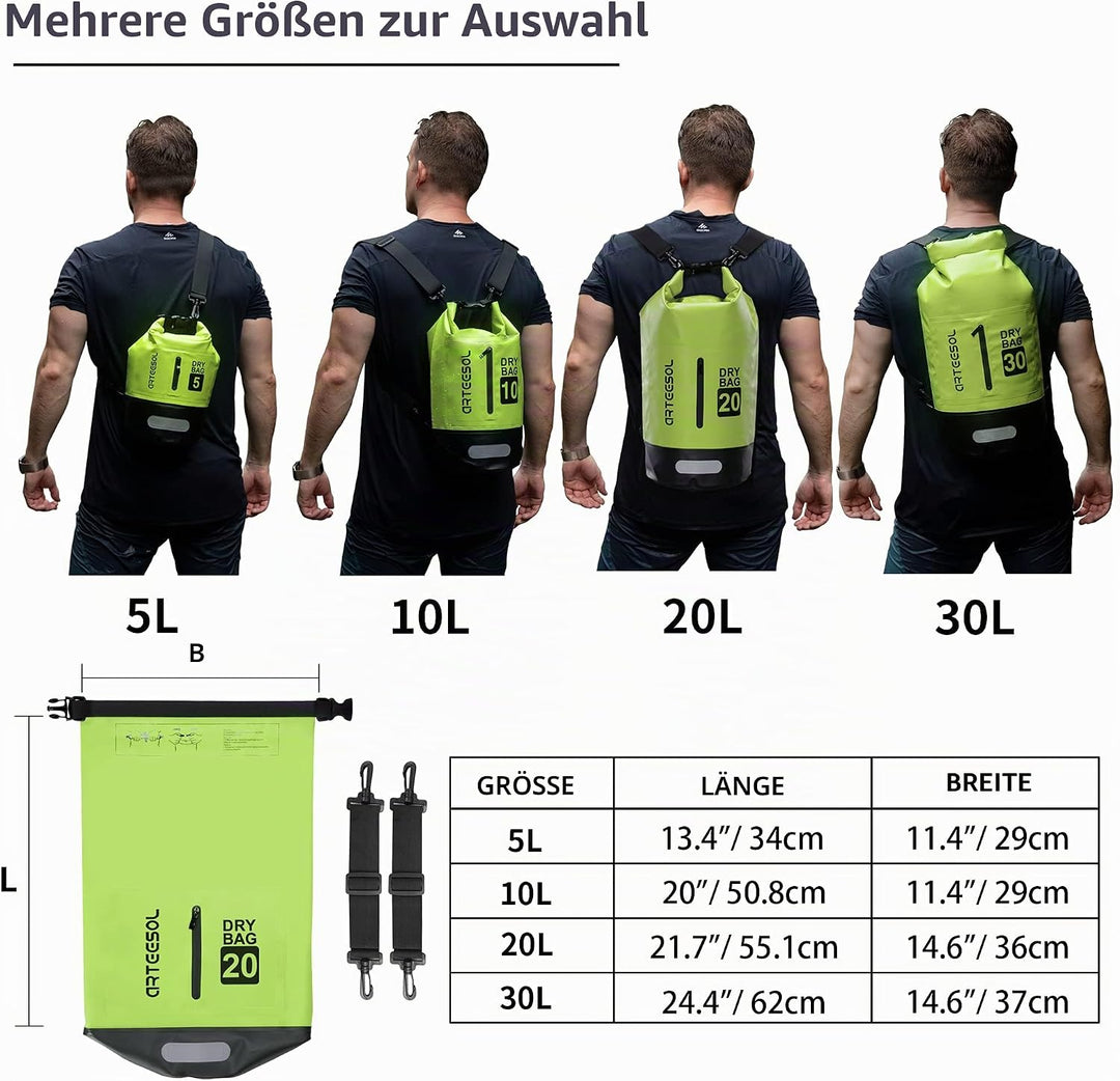 Blackace arteesol Dry Bag wasserdichte Tasche 5L/10L/20L/30L Wasserfester Beutel Packsack mit Langen