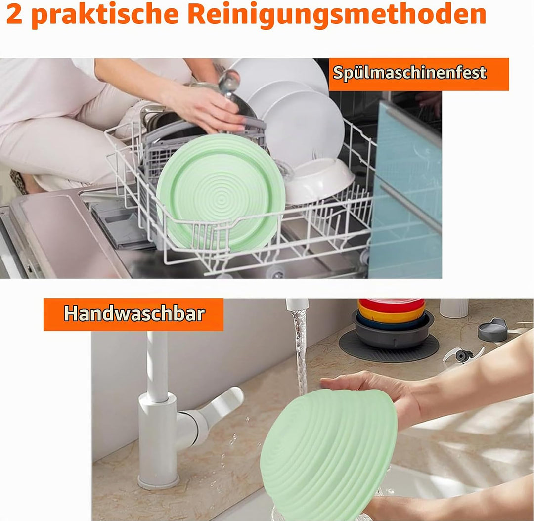 2Pcs Faltbarer Brotbacken Gärkorb Gärkörbchen, 22cm Runde &amp; 26cm Oval Silikon Banneton Brotgärkörbe,