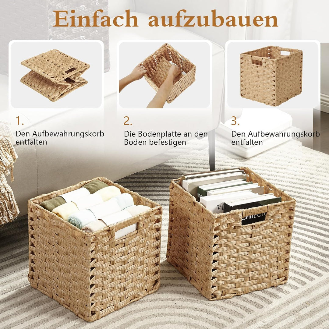 Sagittar Faltbarer Korb Geflochten aus Rattan-Imitat, 25x25x25cm Aufbewahrungskorb für Vorratskammer