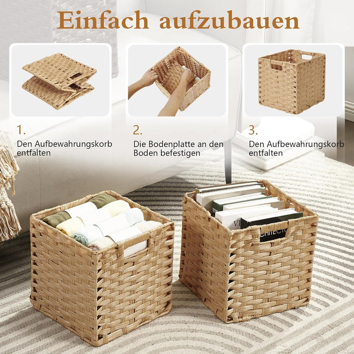 Sagittar Faltbarer Korb Geflochten aus Rattan-Imitat, 25x25x25cm Aufbewahrungskorb für Vorratskammer