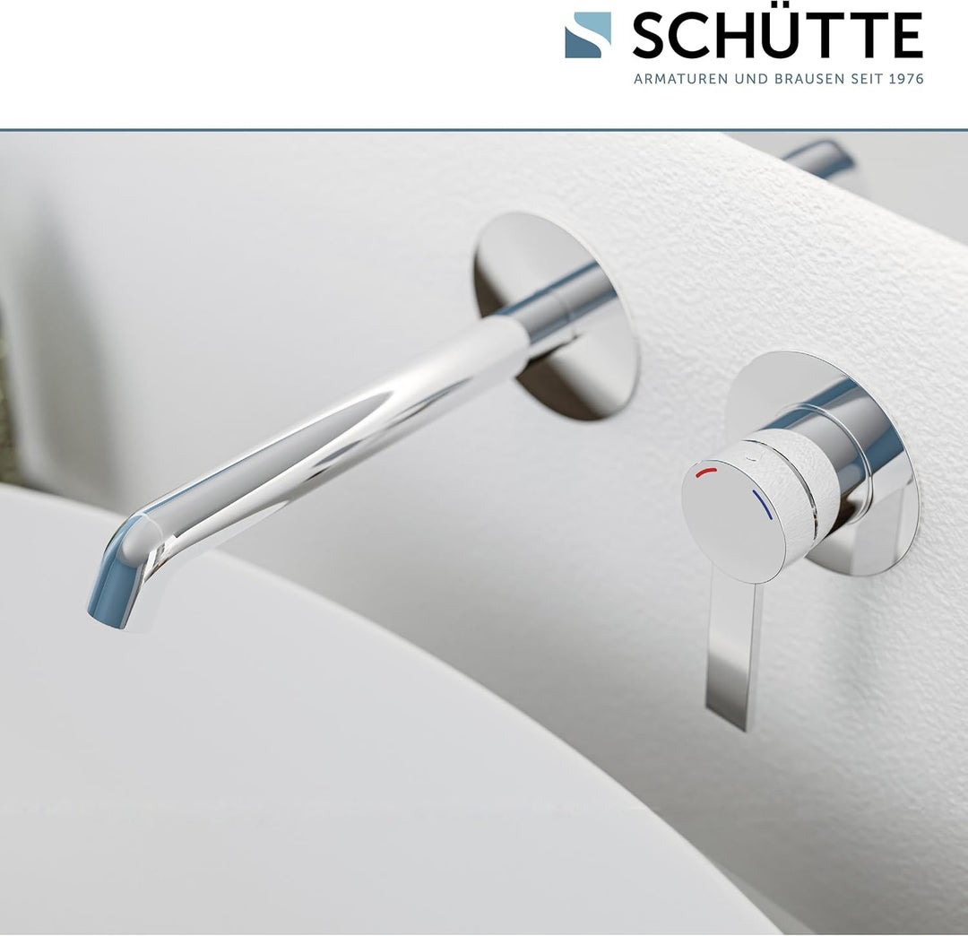 Schütte Los Angeles Waschtischarmatur für Wandmontage, Eleganter Wasserhahn fürs Badezimmer, Mischba