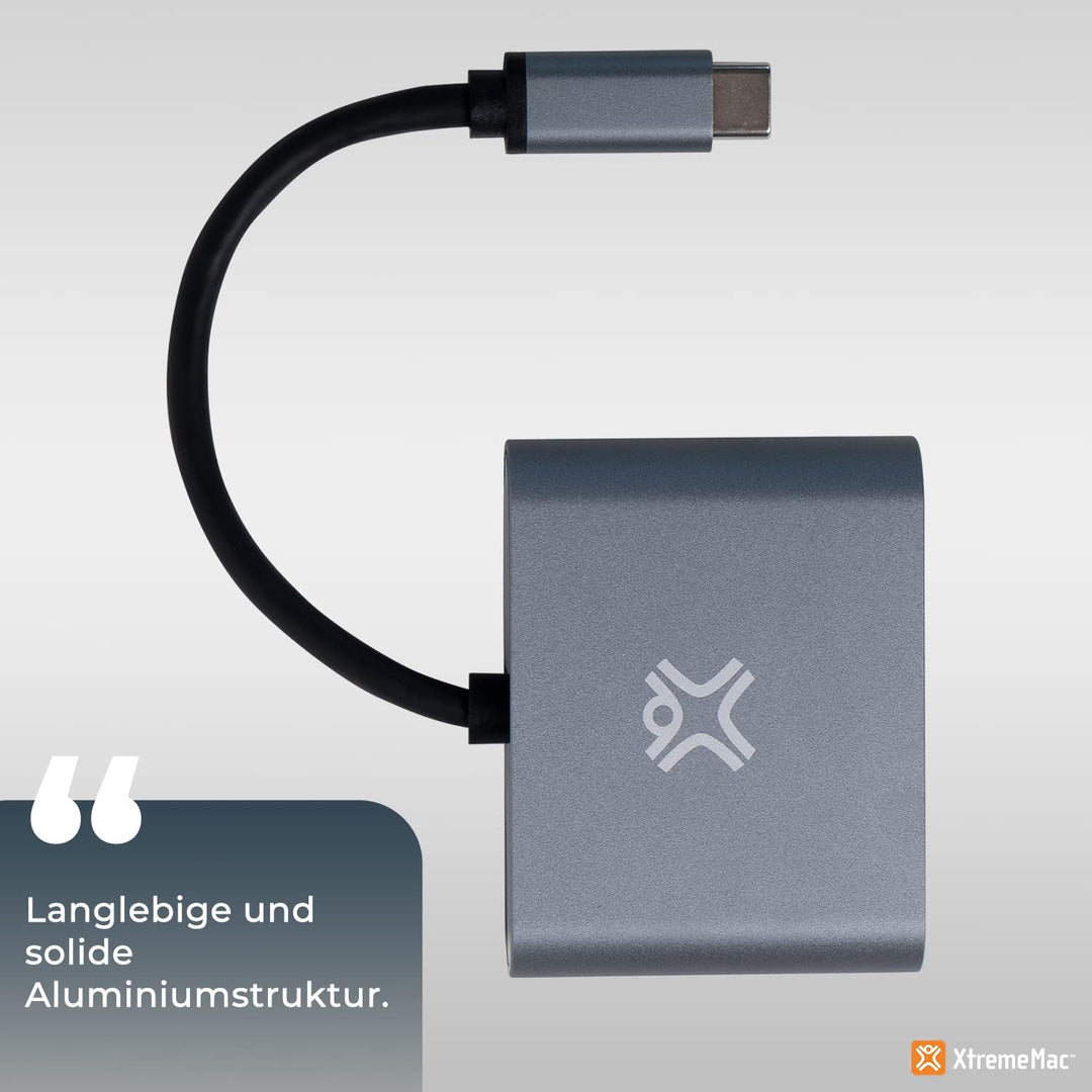 XtremeMac USB-C zu HDMI &amp; VGA Adapter, Dual Display, 4K Ultra HD (HDMI) und Full HD (VGA), MacBook P