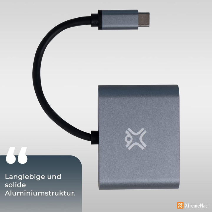 XtremeMac USB-C zu HDMI &amp; VGA Adapter, Dual Display, 4K Ultra HD (HDMI) und Full HD (VGA), MacBook P