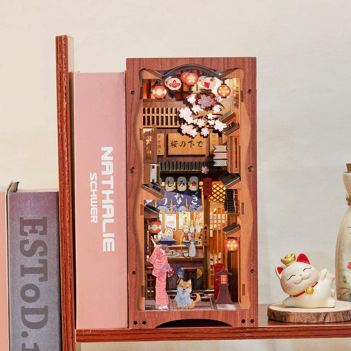 CUTEBEE DIY Book Nook Kit – DIY Miniatur Haus Kit mit Möbeln und LED-Licht, 3D Puzzle Buchstützen au