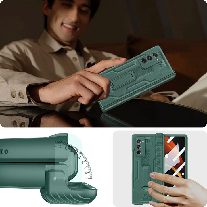 Miimall Schutzhülle Kompatibel mit Samsung Galaxy Z Fold 2 Hülle mit Ständer, Robust PC Handyhülle m