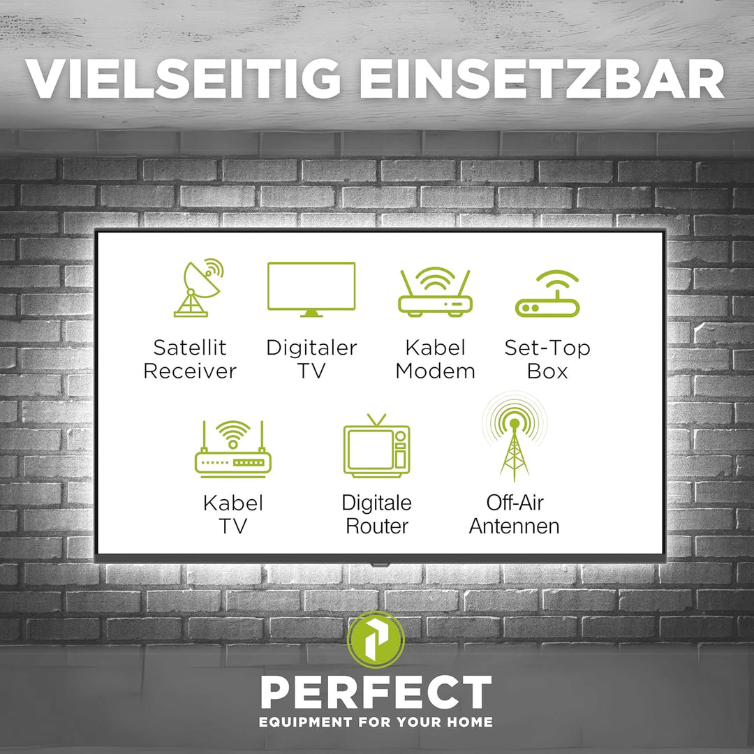 Perfect TV-Kabel, Antennen-Kabel, Koaxial-Kabel, IEC Stecker auf IEC Buchse mit Ferrite, 20,0 m, wei