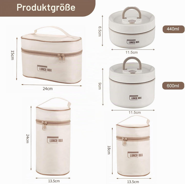 Thermo Lunchbox Edelstahl,Thermobehälter für Essen mit Thermotasche und Besteck,Thermo Essensbehälte