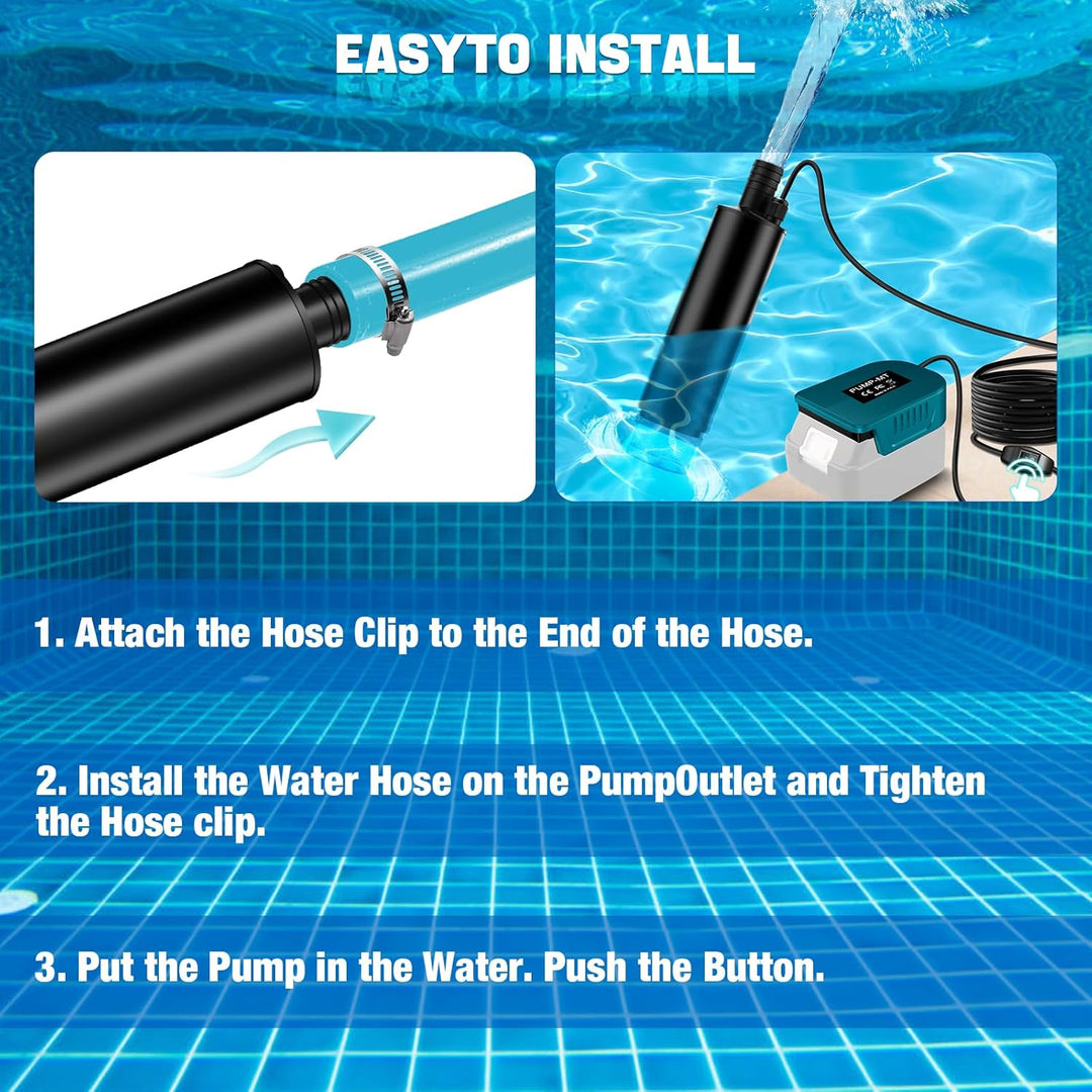 Tragbare Wasserpumpe Sumpfpumpe für Makita 18V Lithium Akku, 120W, 12V Regenfass Wassertransferpumpe