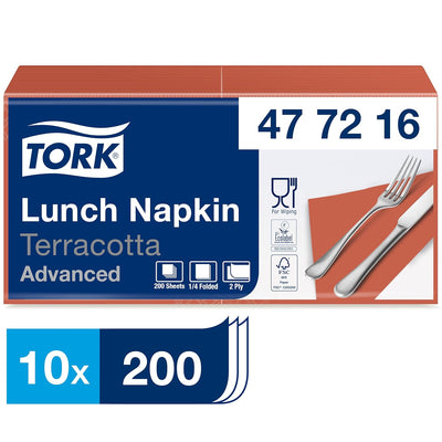 Tork 477216 Lunchservietten Terracotta / 2-lagige Servietten für kleine Gerichte oder Snacks / Advan