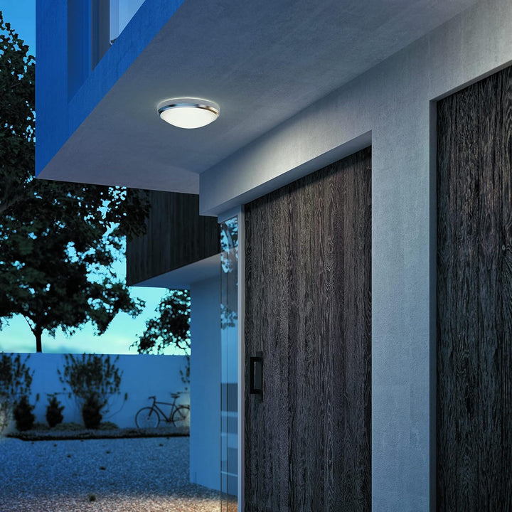 Philips Outdoor LED Deckenleuchte Doris, nickel, 6W, kaltweisses Licht 4.000K, IP54 Schutzklasse, in