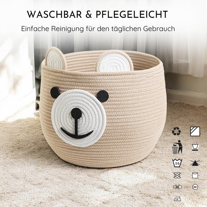BELMIN Aufbewahrungskorb Kinder aus Baumwolle – Formstabiler, Waschbarer Wäschekorb für Spielzeug &
