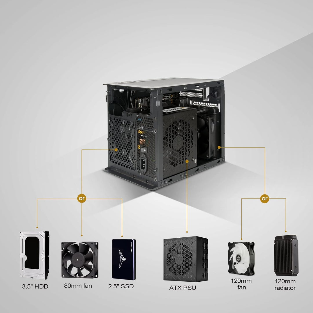 SilverStone Technology SUGO 16, schwarz, Mini-ITX-Cube-Gehäuse ganz aus Stahl, SST-SG16B (schwarz)