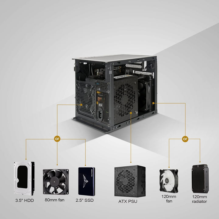 SilverStone Technology SUGO 16, schwarz, Mini-ITX-Cube-Gehäuse ganz aus Stahl, SST-SG16B (schwarz)